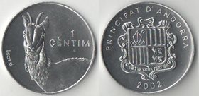 Андорра 1 сентим 2002 (животное, козёл)