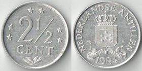 Нидерландские Антиллы 2 1/2 цента (1982-1988) (Беатрикс, тип I, птичка)