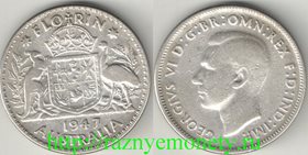 Австралия 1 флорин 1947 год (Георг VI) (серебро) (тип II) (тип 1946-1947)