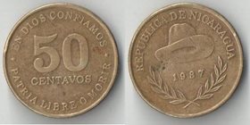 Никарагуа 50 сентаво 1987 год (Шляпа) (редкий тип и номинал)